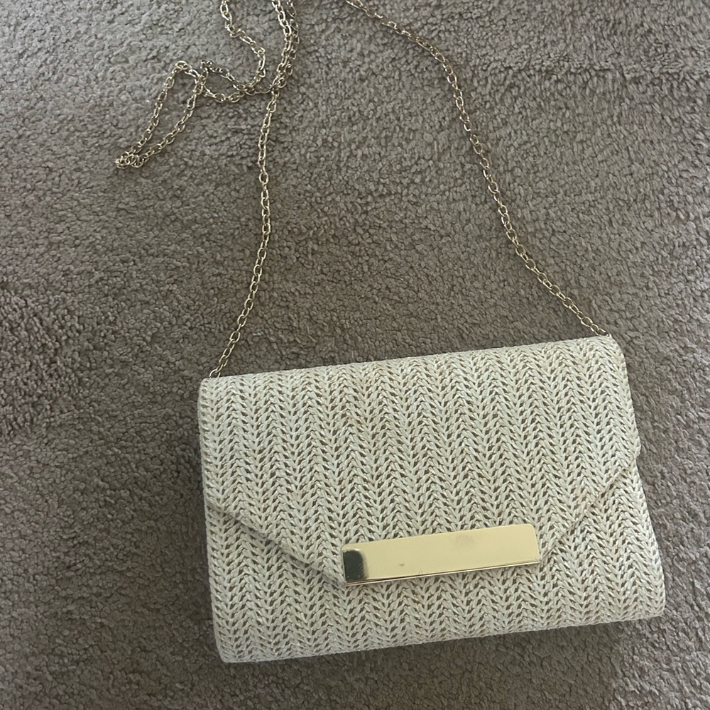 Gold woven handbag